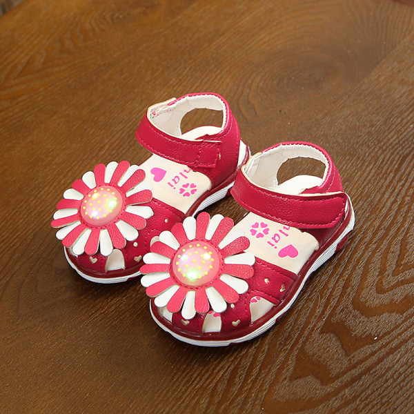 Sandale roz copii pentru fete cu autocolante si o floare