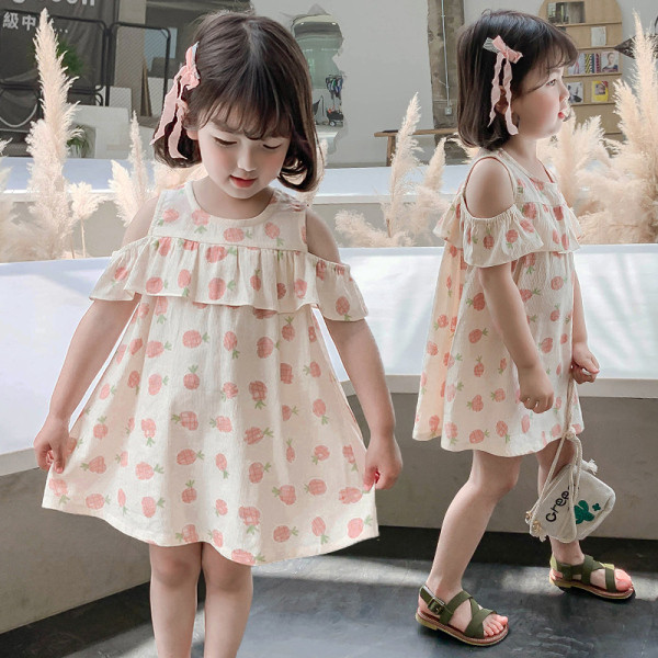 Rochie pentru copii cu imprimeu si umerii goi