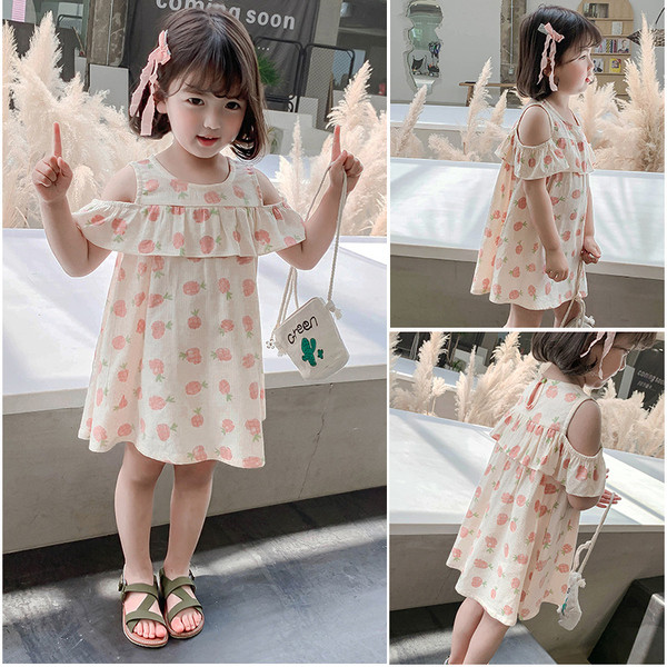 Rochie pentru copii cu imprimeu si umerii goi