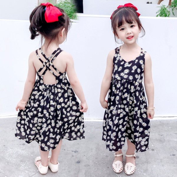 Rochie lunga pentru copii cu imprimeu si spatele gol