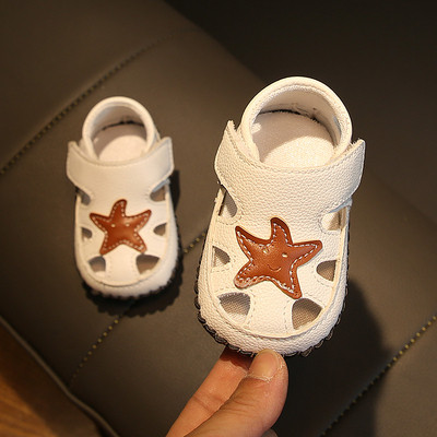 Bērnu sandales no eko ādas ar uzlīmēm zēniem un meitenēm