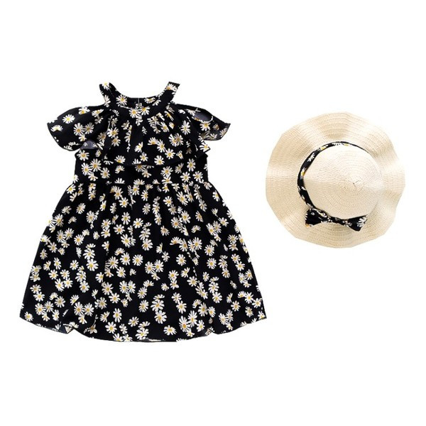 Vasaras bērnu kleita ar margrietiņu apdruku