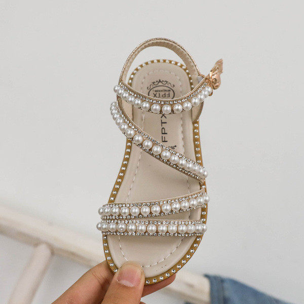 Moodsad lamedate taldade ja pärlitega laste sandaalid tüdrukutele