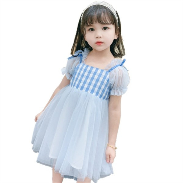 Moderna bērnu kleita ar īsām piedurknēm un tillu