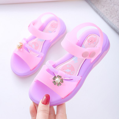 Gumijas bērnu sandales meitenēm ar metāla apdari, kas piemērotas pludmalei