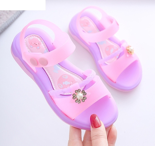 Gumijas bērnu sandales meitenēm ar metāla apdari, kas piemērotas pludmalei