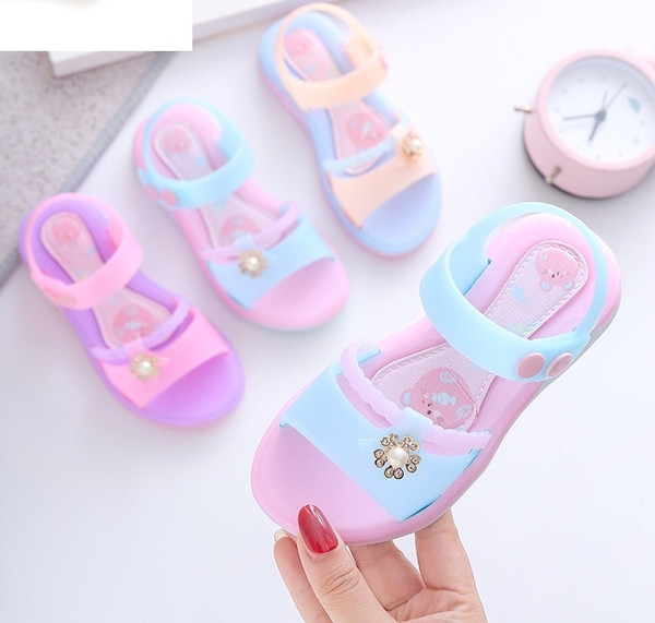 Gumijas bērnu sandales meitenēm ar metāla apdari, kas piemērotas pludmalei