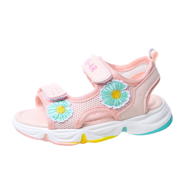 Sandale sport copii pentru fete cu talpa aspra si broderie
