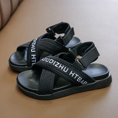 Ikdienas bērnu sandales ar krusta siksnām un uzrakstiem