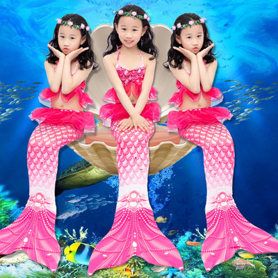 Children`s swimsuit in three parts - mermaid type with elements of tulle