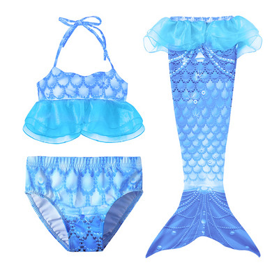 Bērnu peldkostīms trīs daļās - nāras tipa ar tilla elementiem