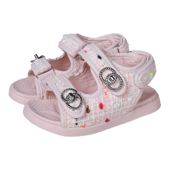 Stilīgas bērnu sandales meitenēm ar plakanām zolēm un metāla apdari