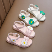 Sandale casual pentru copii pentru fete cu decor 3D in forma de floare