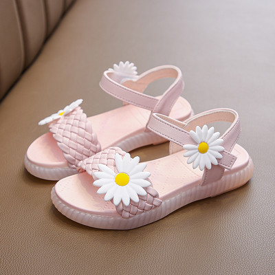 Sandale casual pentru copii pentru fete cu decor 3D in forma de floare