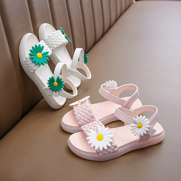 Sandale casual pentru copii pentru fete cu decor 3D in forma de floare