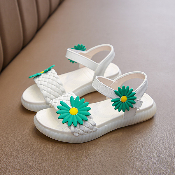 Sandale casual pentru copii pentru fete cu decor 3D in forma de floare