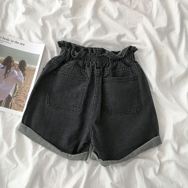 Női rövid farmer, gombokkal és elasztikus derékkal