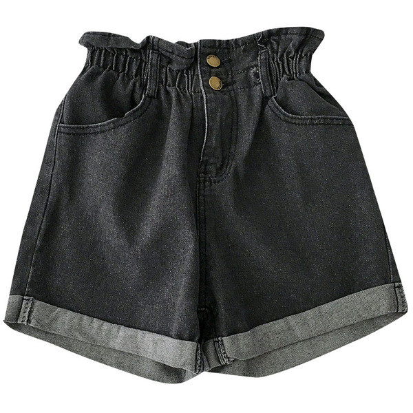 Női rövid farmer, gombokkal és elasztikus derékkal
