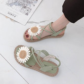 Sandale casual dama cu talpa plata si element 3D