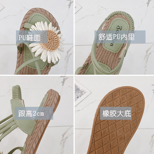 Sandale casual dama cu talpa plata si element 3D