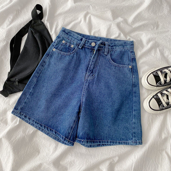 Sieviešu īsā stila retro džinsi ar kabatām un augstu vidukli