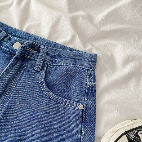 Sieviešu īsā stila retro džinsi ar kabatām un augstu vidukli