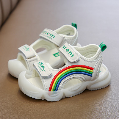 Ikdienas bērnu sandales meitenēm ar krāsainiem izšuvumiem un uzlīmēm
