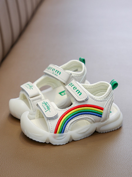 Ikdienas bērnu sandales meitenēm ar krāsainiem izšuvumiem un uzlīmēm
