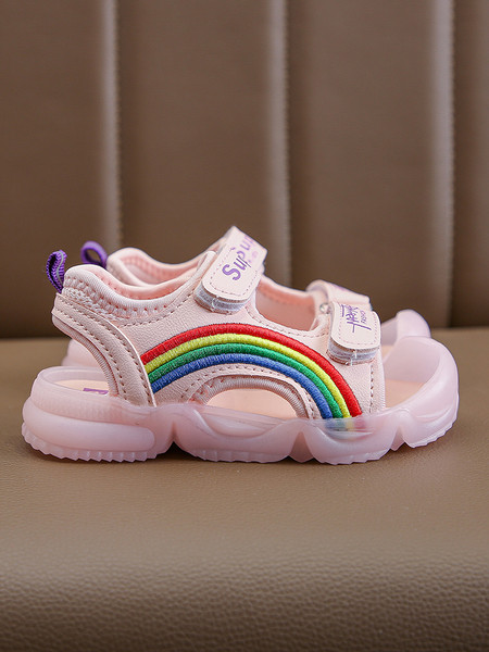 Ikdienas bērnu sandales meitenēm ar krāsainiem izšuvumiem un uzlīmēm