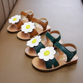 Öko-nahast moodsad lillega laste sandaalid tüdrukutele