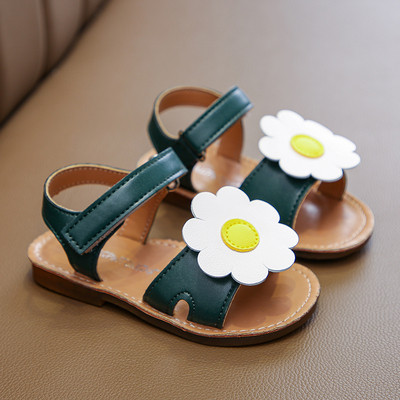 Öko-nahast moodsad lillega laste sandaalid tüdrukutele