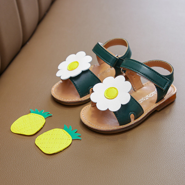 Öko-nahast moodsad lillega laste sandaalid tüdrukutele