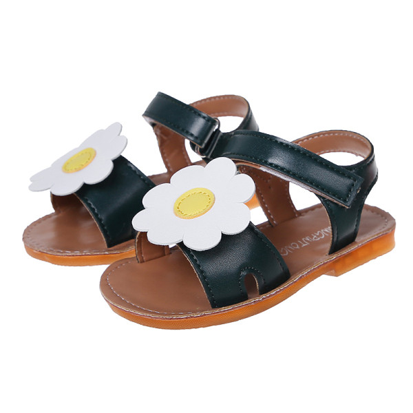 Öko-nahast moodsad lillega laste sandaalid tüdrukutele