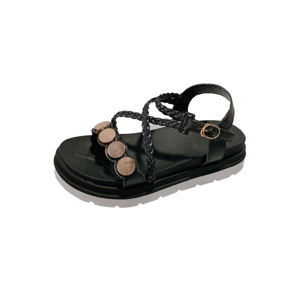 Naiste vabaaja sandaalid kõrge talla ja nahast rihmadega