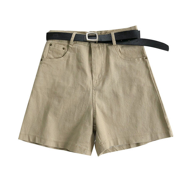 Pantaloni scurți casual cu curea și talie înaltă