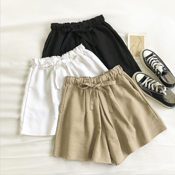 Pantaloni casual dama cu cravate si talie elastica