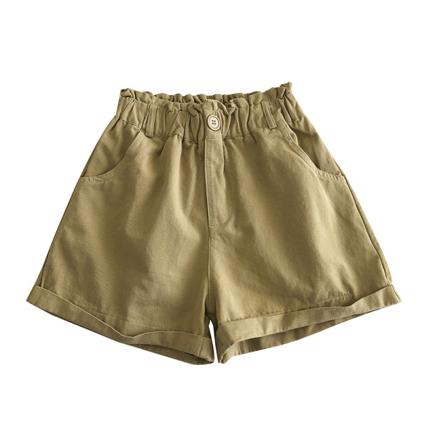 Alkalmi rövidnadrág elasztikus derékkal és gombbal