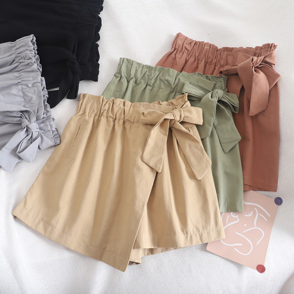 Ikdienas sieviešu bikses ar elastīgu jostasvietu un saites