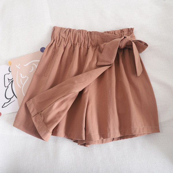 Ikdienas sieviešu bikses ar elastīgu jostasvietu un saites