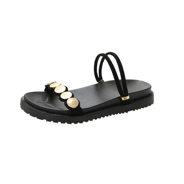 Sieviešu sandales ar plakanām zolēm un plānām lencēm