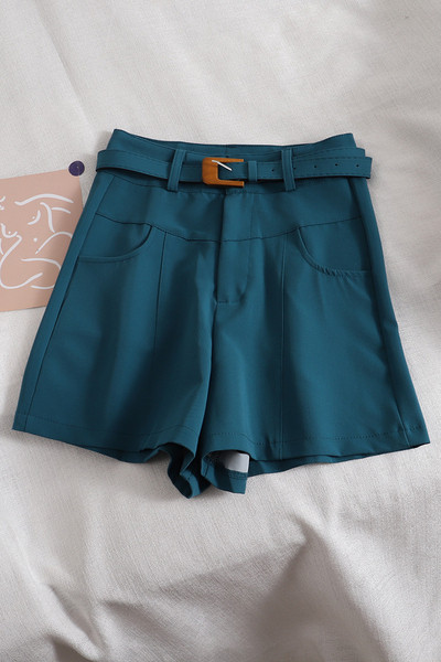 Къси дамски панталони ретро стил с колан