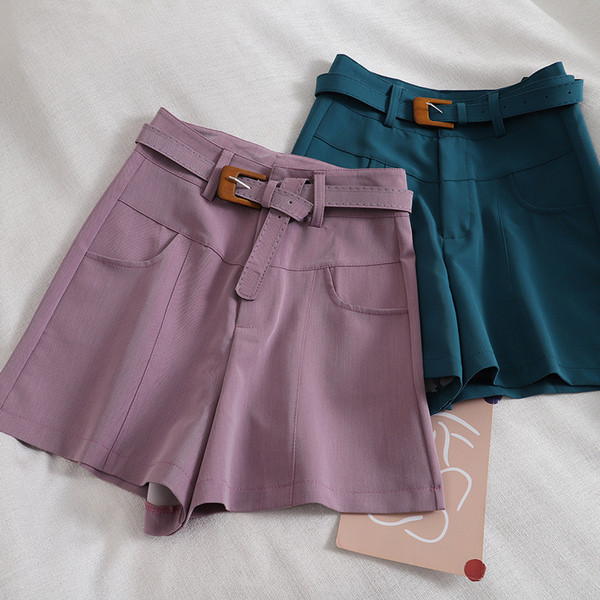 Къси дамски панталони ретро стил с колан