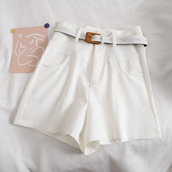 Къси дамски панталони ретро стил с колан