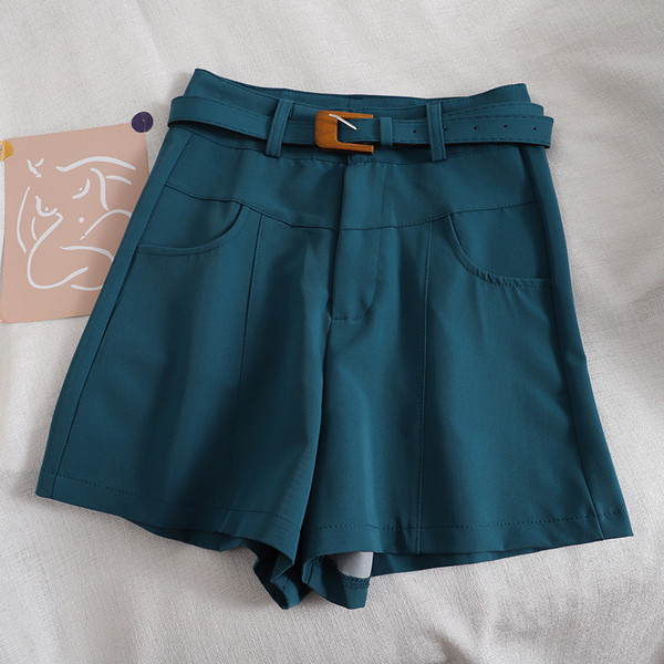 Къси дамски панталони ретро стил с колан