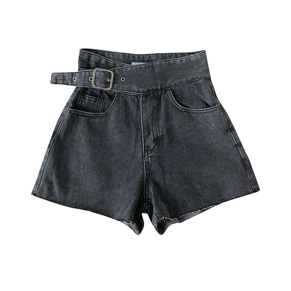 Blugi scurti de dama cu centura si buzunare