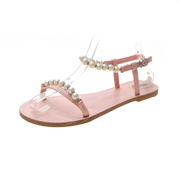 Naiste vabaaja sandaalid elemendiga - rihmadel pärlid