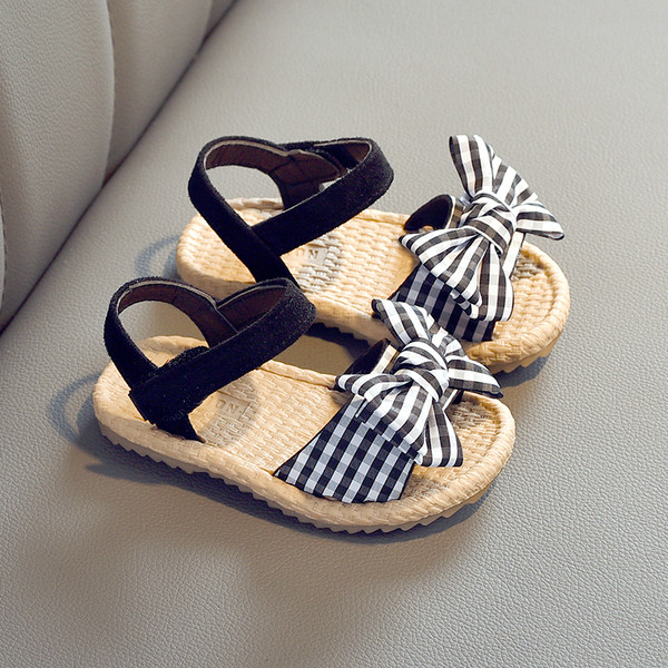 Sandale pentru copii actuale pentru fete cu panglică în carouri