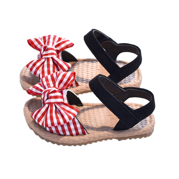 Sandale pentru copii actuale pentru fete cu panglică în carouri
