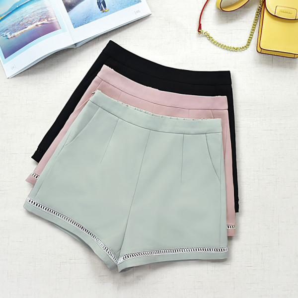 Pantaloni scurți de șifon de damă cu talie înaltă