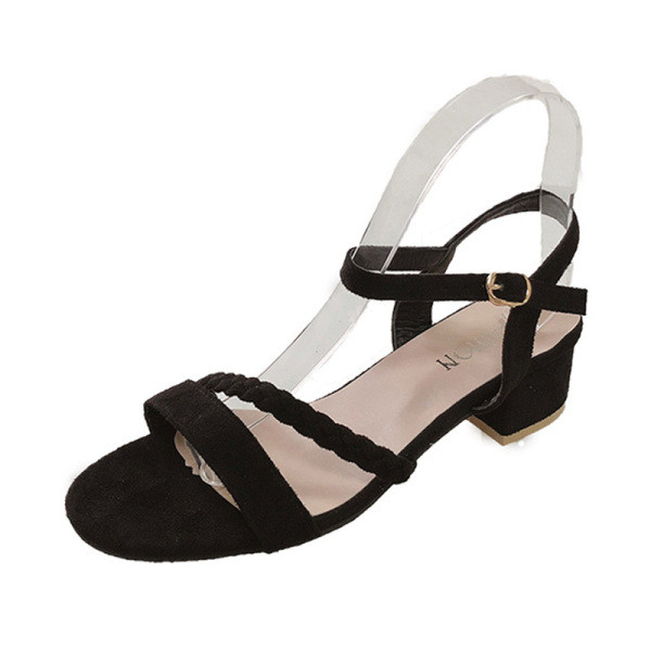 Sieviešu modernas sandales ar zemu kvadrātveida papēdi